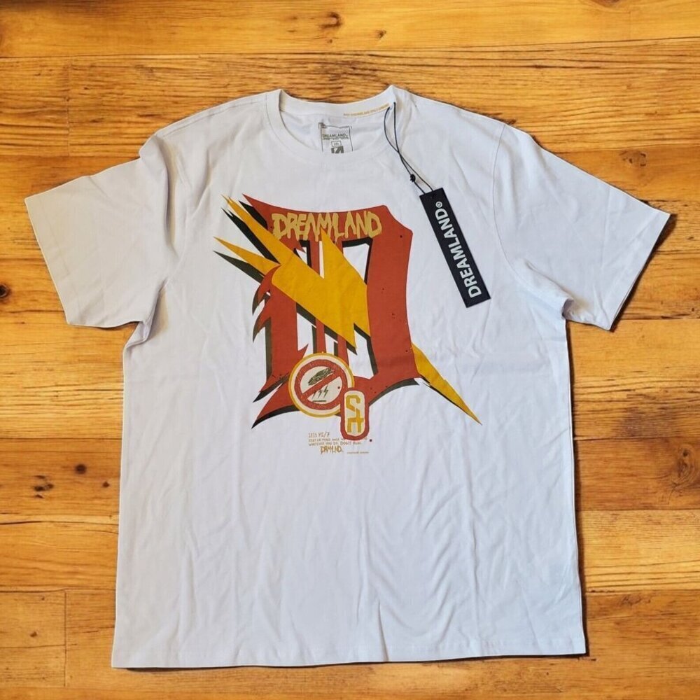 Dreamland Graphic Tee‎ T-shirt Men's Size 2XL XXL White D Logo Streetwear NWT